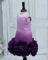 Deep Lilac & Purple Sequence Georgette Frilled Bottom A-line Knee-Length Gown for Baby Girl (New)