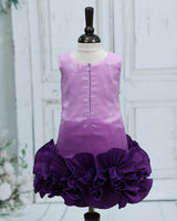 Deep Lilac & Purple Sequence Georgette Frilled Bottom A-line Knee-Length Gown for Baby Girl (New)