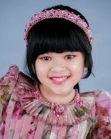 Kids Onion Pink Organza Frock Online | Buy Floral Organza Frock Online for Little Girls
