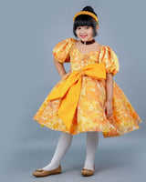 Kids Mustard yellow Printed Frock Online | Buy Designer Party Wear Gowns Online