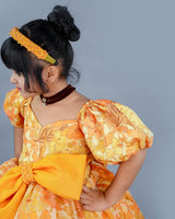 Kids Mustard yellow Printed Frock Online | Buy Designer Party Wear Gowns Online