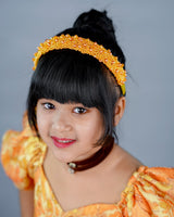 Kids Mustard yellow Printed Frock Online | Buy Designer Party Wear Gowns Online