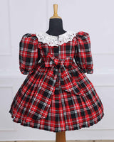 Red and black plaid simple frock
