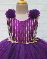 Dark Purple Hand Worked Partywear Dress