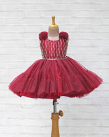 Maroon Hand Worked Partywear Dress