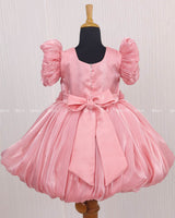 Peach Balloon Gown with Handcrafted Rose Embellishment.