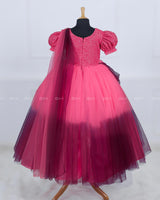 Rose and Pink Gown with Draped Dupatta