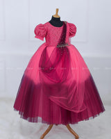 Rose and Pink Gown with Draped Dupatta