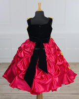 Rani Pink and Marry Gold Smoky Gown with Hand Crafted Flowers