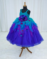 Peacock Ombre Asymmetrical Layered Gown