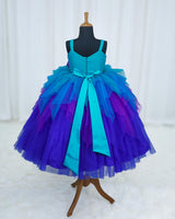 Peacock Ombre Asymmetrical Layered Gown