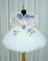 Ivory Gown and Multi Colour Embroidered Flowers with Tulips Tassels