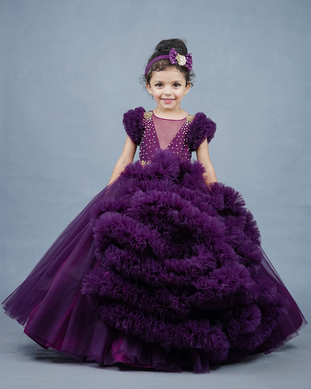KIDS A-LINE FRILL DRESS 4-10 PARTY IN THE PALACE