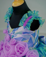 Buy Blue and Green Combo Organza Gown for Kids Online | Girls Party Wear Online