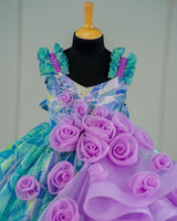 Buy Blue and Green Combo Organza Gown for Kids Online | Girls Party Wear Online