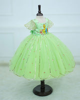 Songbird Theme Tea Green Scalloped Gown