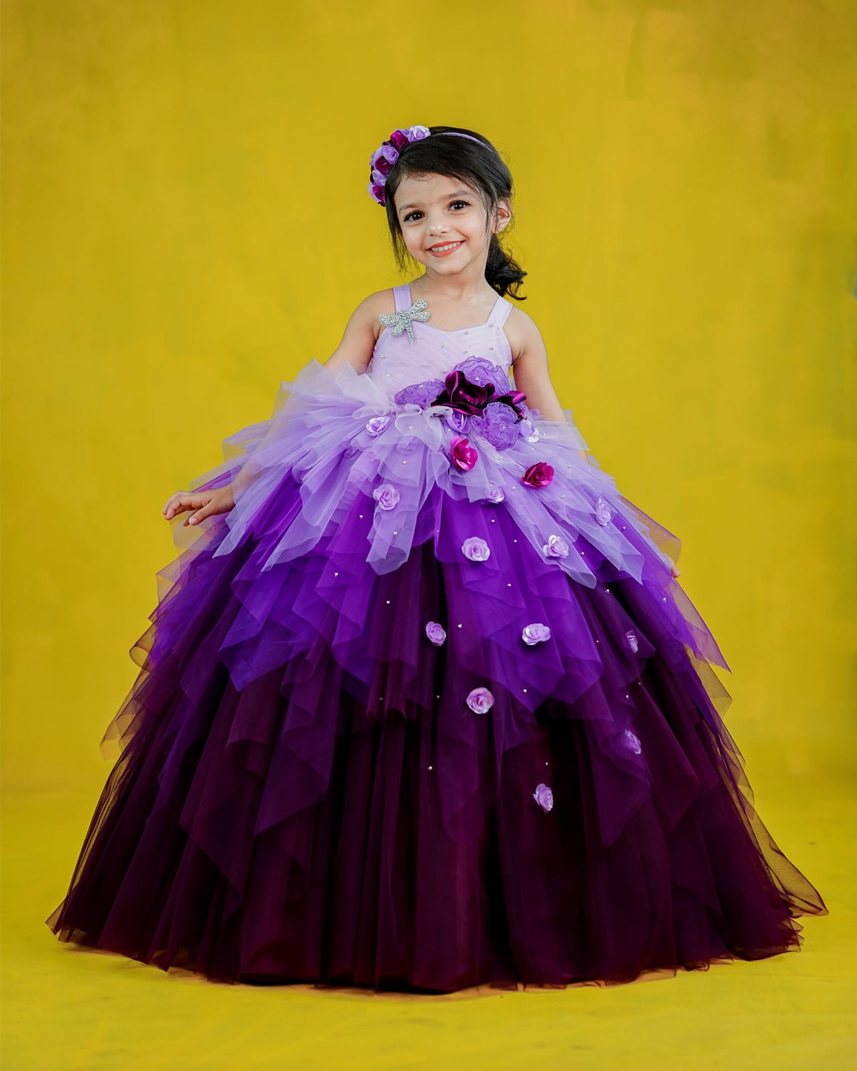 fitted lace wedding dress Kids Lavender with Purple Gown Online