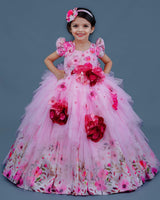 Kids Pink Floral Printed Gowns Online | Kids Party Wear Online