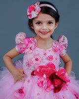 Kids Pink Floral Printed Gowns Online | Kids Party Wear Online
