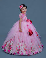 Kids Pink Floral Printed Gowns Online | Kids Party Wear Online