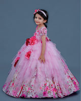 Kids Pink Floral Printed Gowns Online | Kids Party Wear Online