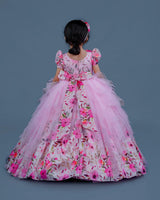 Kids Pink Floral Printed Gowns Online | Kids Party Wear Online