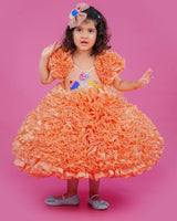 Kids Peach Frilled Theme Gown Online | Cupcake and Ice Cream Theme Kids Party Wear Online
