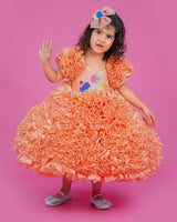 Kids Peach Frilled Theme Gown Online | Cupcake and Ice Cream Theme Kids Party Wear Online