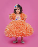 Kids Peach Frilled Theme Gown Online | Cupcake and Ice Cream Theme Kids Party Wear Online