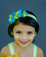 Kids Light Green and Blue Floral Theme Gown Online | Kids Floral Dress Online