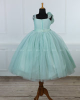 Monarch Butterfly Theme Gown in Aqua Glass Colour with Detachable Wings and Belt