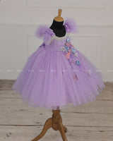 Lavender Gown Embellished with Pearls & Pastel Flowers