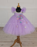 Lavender Gown Embellished with Pearls & Pastel Flowers