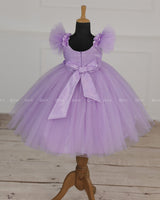 Lavender Gown Embellished with Pearls & Pastel Flowers