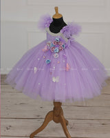 Lavender Gown Embellished with Pearls & Pastel Flowers