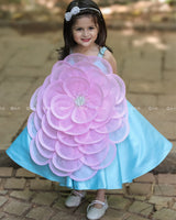 Pink and Sky blue Gown Highlighted with Hand Embellished Flower Petals.