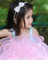 Pink and Sky blue Gown Highlighted with Hand Embellished Flower Petals.