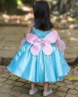 Pink and Sky blue Gown Highlighted with Hand Embellished Flower Petals.