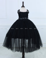 Monarch Butterfly Theme Gown in Black Color with Gray Color Detachable Wings and Belt