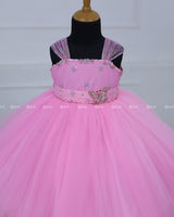 Butterfly Gown in Light Baby Pink Color with Handwork Detachable Belt