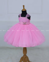 Butterfly Gown in Light Baby Pink Color with Handwork Detachable Belt