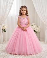 Butterfly Gown in Light Baby Pink Color with Handwork Detachable Belt