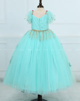Pale Turquoise Gown with Intricate Handworks