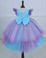 Multi Color Gown Featuring Embroidery Bodice With Detachable Tulle Skirt And Flutter Sleeve.