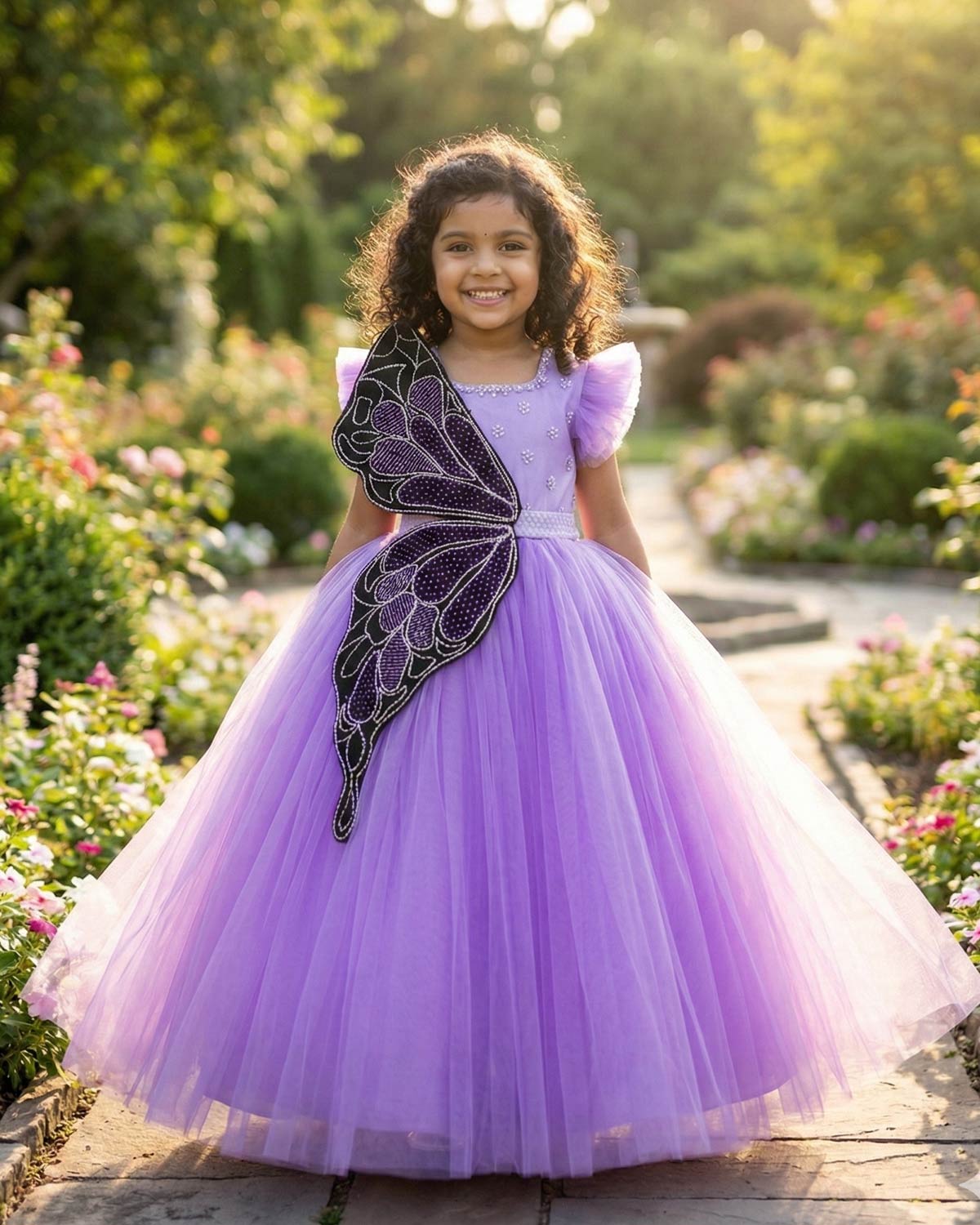 Buy Beautiful Monarch Butterfly Theme Gown in Lavender and purple Color  Combo Online
