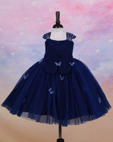 Navy Blue Monarch Butterfly Theme Gown with Detachable Wings & Belt