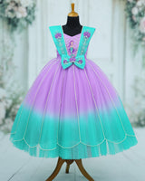 Net Sleeveless Ball Gown Mermaid Theme Full-Length Gown - Lavender & Light Turquoise (New)