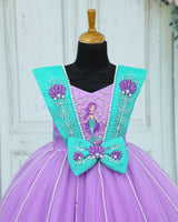 Net Sleeveless Ball Gown Mermaid Theme Full-Length Gown - Lavender & Light Turquoise (New)
