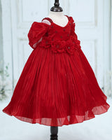 Jimmy Choo Strap Sleeve 3D Petal Flower Floral Full-Length Gown - Red(New)