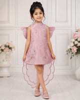 Jimmy Choo Sleeveless A-Line Butterfly Theme Knee-Length Gown - Blush Pink (New)